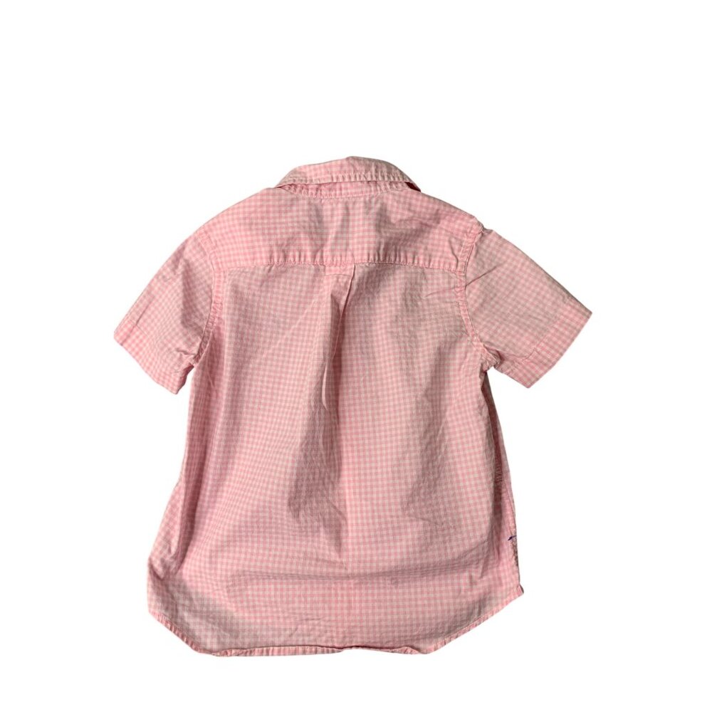 Ralph Lauren Boys Size 5 Button Up Pink Gingham Shirt Top Blue Tag and  HOrseman - Picture 3 of 4